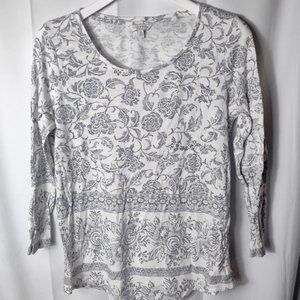 Lucky Brand Womens Gray & White Long Sleeve Shirt Medium